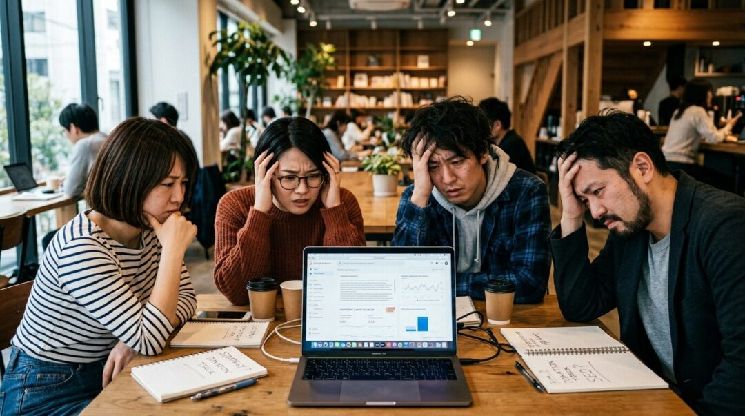 クラウドファンディングの課題に直面する様子